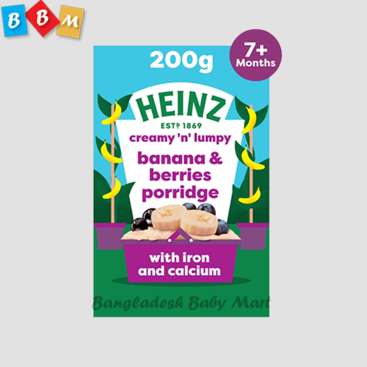 Heinz Banana & Berries Porridge Baby Food 7m+ 200g