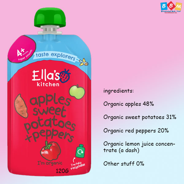 Apples, sweet potatoes and peppers puree